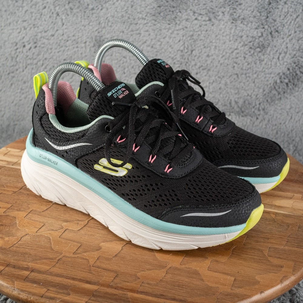 Skechers Womens Dlux Walker-Infinite Motion‎ Sneakers Shoes Black Walking 7 M
